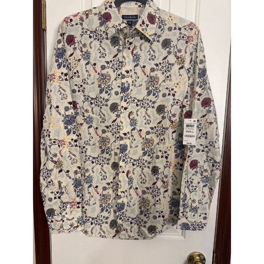 Club Room Floral Print Button Down Shirt Refined Woven‎ Small